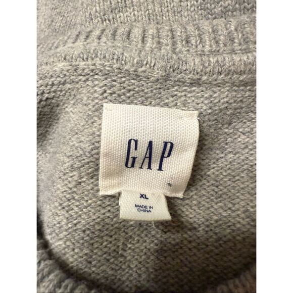 Gap Sweater Mens XL Gray Fair Isle Crew Neck Merino Wool Blend Pullover Casual - Picture 4 of 7